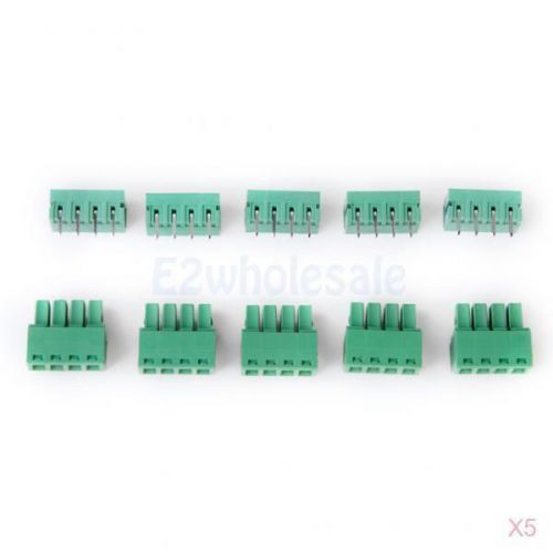 5x 5pcs 4 pin screw terminal block connector pcb mount dt 300v 8a + 5 sockets for sale