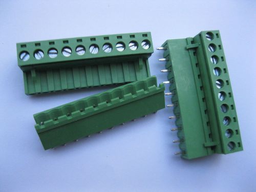 120 pcs 5.08mm straight 10 pin screw terminal block connector pluggable green for sale