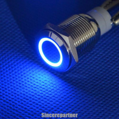 16mm blue led circle momentary push button switch dc 12v angel eye car 5pins for sale