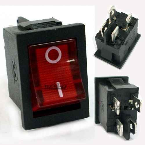 20 Red Button 4 Pin DPST Illuminated Boat Car Rocker Switch AC 6A 250V 10A 125V