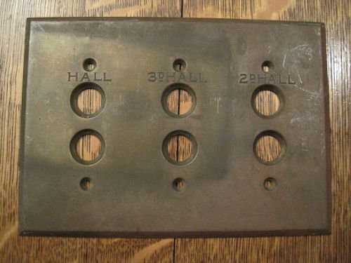Vintage antique 3 gang round push button light switch heavy brass hall 2 3  hall for sale