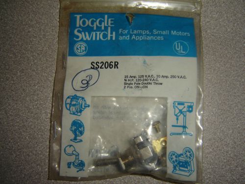 SS206R Selecta Toggle Switch SPDT 125v 15a 250v 10amp ON-ON 1/2&#034; mtg NOS