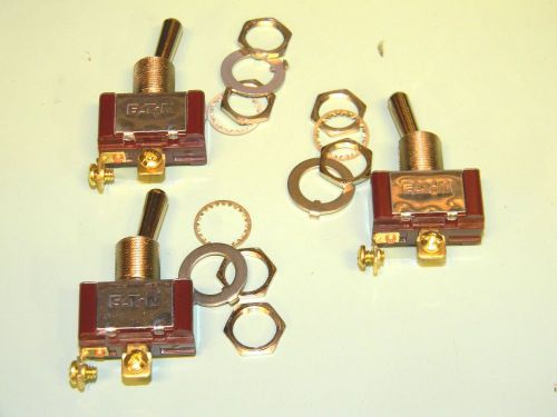 AIRCRAFT AVIONICS TOGGLE SWITCHES, LOT OF 3, US MADE BY EATON, SPST, ON-OFF, 20A