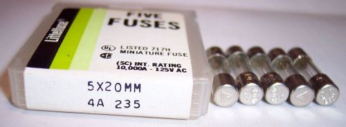 Littelfuse 5x20mm 235 4A (Box of 5) Fuses NOS