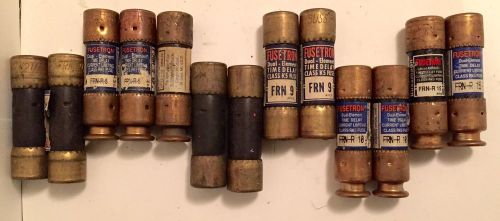 Lot of 13 assorted bussman fusetron frn-r 5 9 10 15 time delay class rk5 fuses for sale