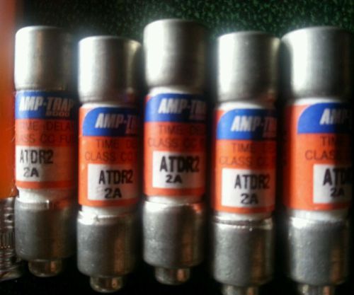 AMP-TRAP 2000 ATDR2, 2 AMP, 600V AC, TIME DELAY FUSE (NEW NO BOX) LOT OF 5