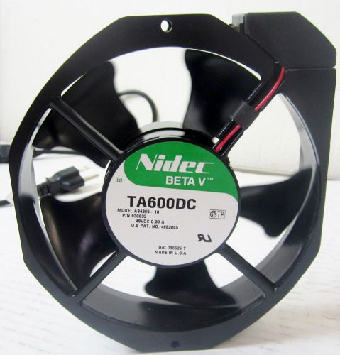 Nidec a34265-10 slimline ta600dc 172mm x 38mm tube axial cooling fan, 48vdc 48v for sale