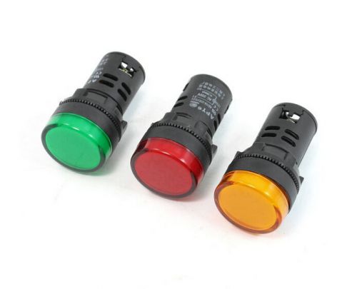 3 x AD16-22D/S31 AC12V 20mA Energy Saving LED Indicator Light Green Yellow Red