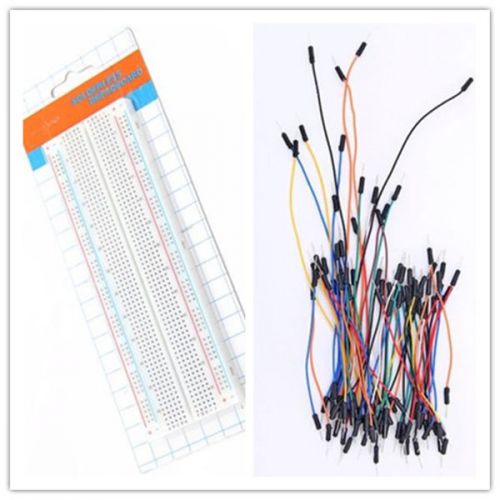 Mb-102 830 solderless breadboard tie points+65pcs jumper cable wires arduino new for sale