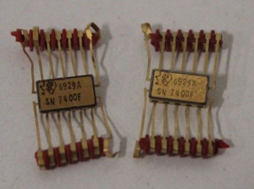 Lot of (2) Rare Vintage Flatpack TI IC SN7400F 6929A Gold SN 7400F BROKEN