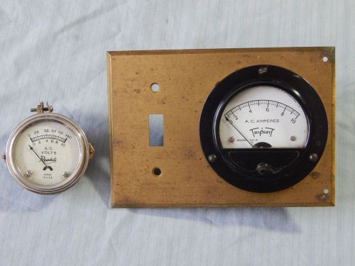 Lot 2 Vintage Electric Meters Triplett 331-S Amp Readrite Industrial Steampunk