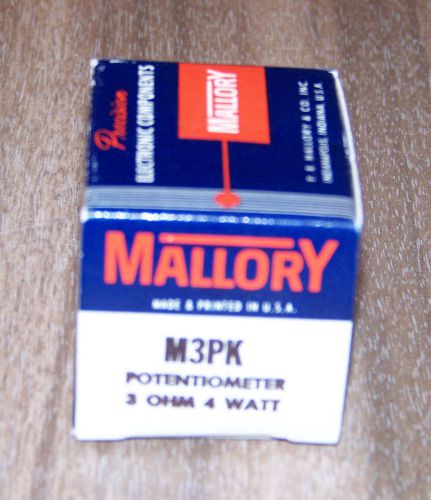 Mallory M3PK Potentiometer 3 OHM 4 Watt New Old Stock