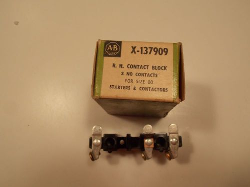 NEW ALLEN-BRADLEY R.H. CONTACT BLOCK  X-137909 3 NO CONTACTS SIZE 00