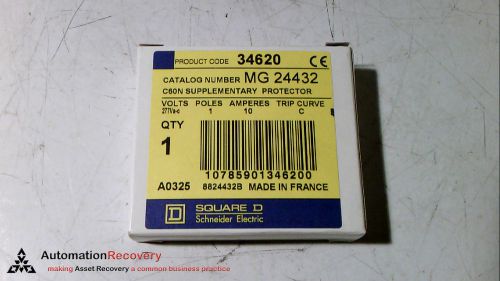 SQUARE D MG 24432 SUPPLEMENTARY PROTECTOR 277VAC 10AMP 1P TRIP CURVE C, NEW