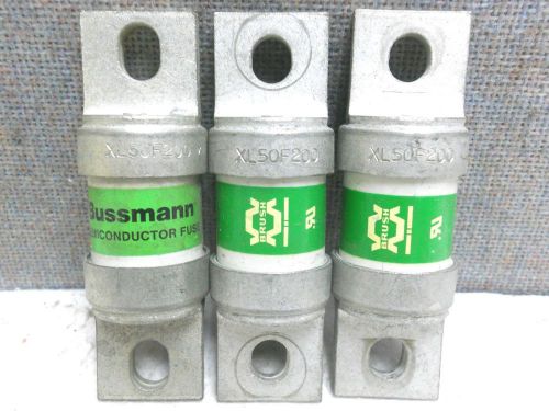 LOT OF 3 COOPER BUSSMANN BRUSH SEMICONDUCTOR FUSES XL50F200 USED XL50F200