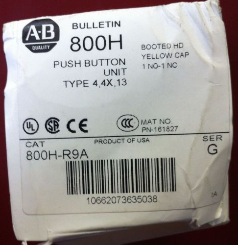 ALLEN BRADLEY 800H R9A Push Button Unit Type 4 4X 13 HD Yellow cap 800HR9A