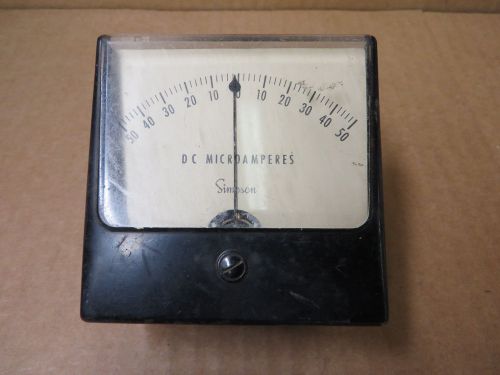 simpson PANEL METER  DC microamperes  -50 to +50  # 46229