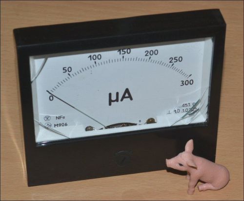 0-300uA DC Panel Meter Ammeter. Class 1.0. Serial #10205