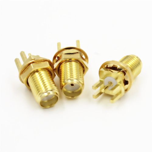 10 x SMA female nut bulkhead solder PCB clip mount RF connector