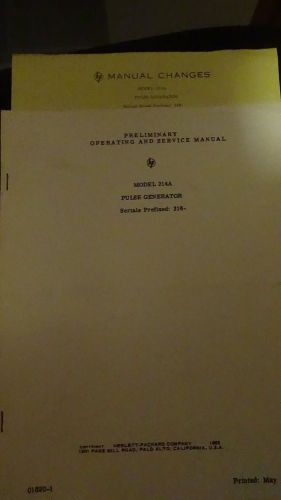 Hp pulse generator 214a operating/service manual may 1963 for sale