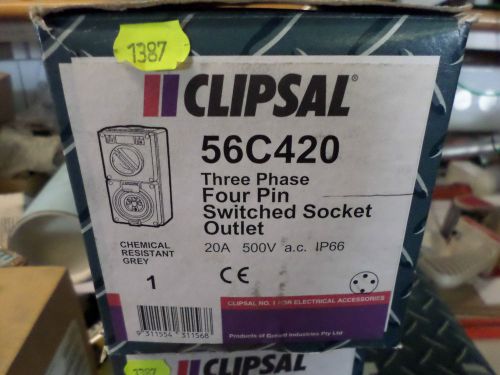 CLIPSAL 3 phase 20amp 4 pin  56C420 Switched Socket Outlet - Qty avail - NEW