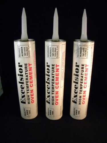 Lot 3 new 11oz tube excelsior high temperature oven cement repair black 700 f for sale