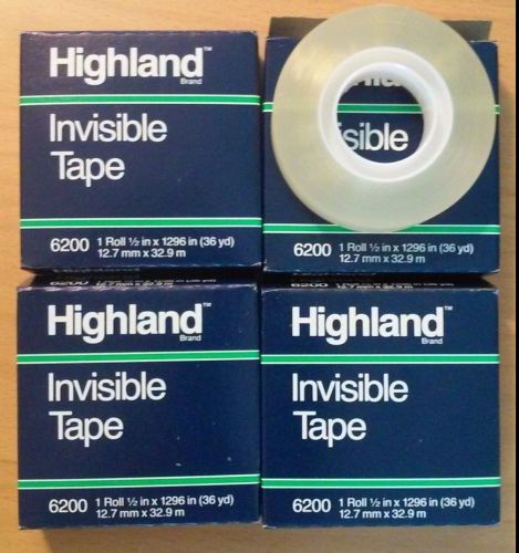 Highland 6200 Invisible Tape, 1/2 Inch X 36 Yards, 4 piece