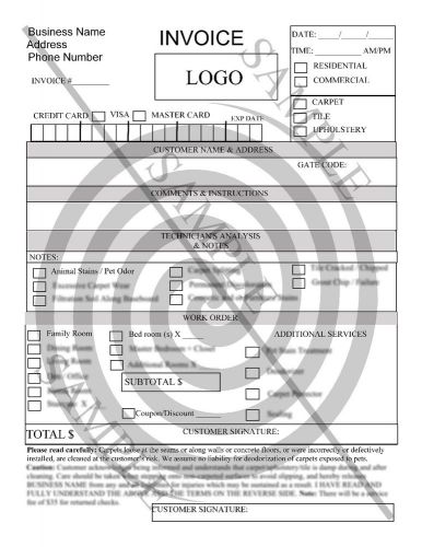 Carpet Cleaning Business Invoice 2 pages front and back