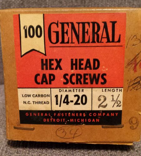 Hex Head Cap Screws 1/4 - 20  2 1/2  new old stock Quantity 19