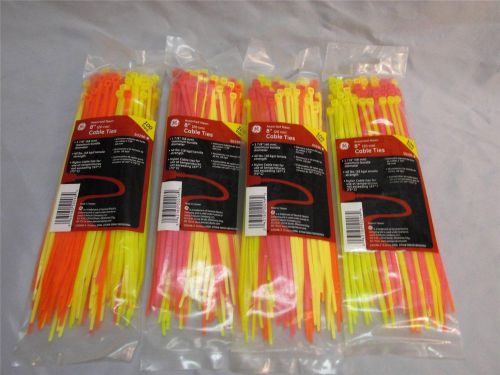 New nib lot of (400) ge 8&#034; assorted neon cable ties 40 lbs / 167 deg f for sale