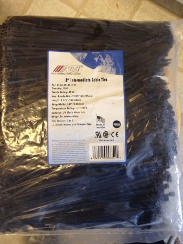 1000 new 8&#034; black wire cable zip ties nylon tie wraps 40 lb strength for sale