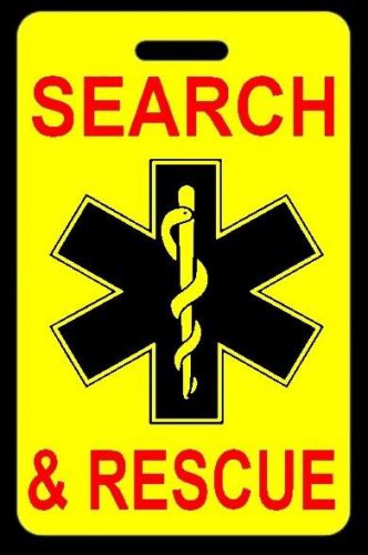 Hi-viz yellow search &amp; rescue luggage/gear bag tag - free personalization - new for sale