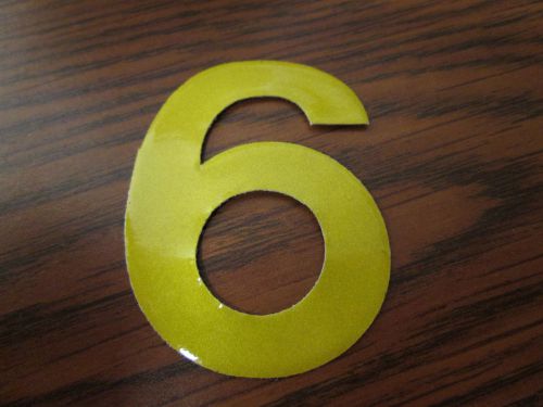 6 (Six) or 9 (Nine), Adhesive Fire Helmet Numbers, Lime/Yellow, Lot of 32, NEW
