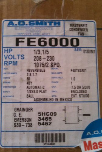 A.O. Smith f48t92a01 condenser motor 1/3,1/5 hp 208-230v 1075 rpm