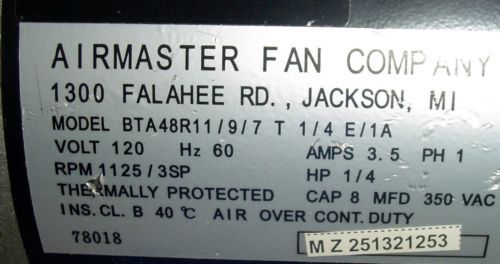 NEW~Airmaster~~CA30WC Air Circulator Fan Motor~~Model BTA48R11/9/7 T 1
