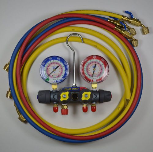 Yellow jacket 49968 titan 4-valve manifold 60&#034; ball valve hoses r-22/404a/410a for sale
