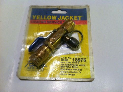 Yellow Jacket 18975 1/4&#034; Ball Valve 4 In 1 Vacuum Charge Valve &amp; Core Tool