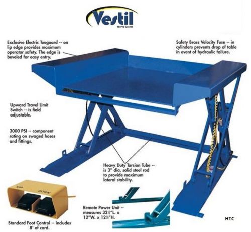 Vestil Ground Lift Scissors Table EHLTG-5270-4-48