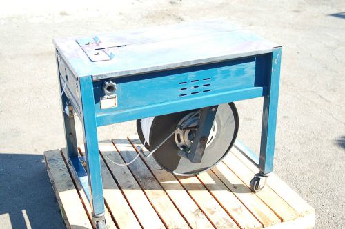 Semi-automatic table top strapping machine + new roll ds-600 nylon banding 120v for sale