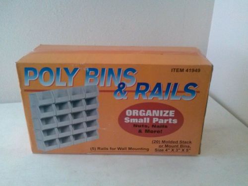 20 piece poly bins and rails for storing nut bolt washer household items. for sale