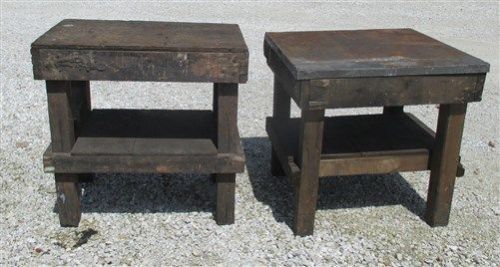 2 Tables Wood Bench Shop Garage Garden Industrial Age Vintage Kitchen Counter b