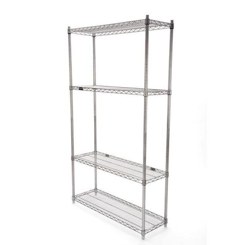 Gray Powder Coated Wire Shelving  Unit 4 Shelves/4Post 14x42x74