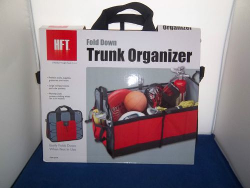 TRUNK ORGANIZER Red Collapisible Fold Down Large Spaces Side Pockets
