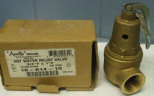 Hot water relief valve, apollo 75 psi, 3/4&#034; x 1&#034;, 10-614-15 for sale