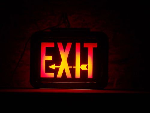 Vintage double sided lighted exit sign