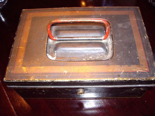 VINTAGE CASH BOX TIN 5.75” X 8.25 X 3.25” – Good used condition, it has scuffs a
