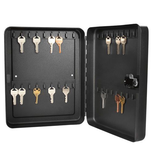 Barska 36 key hook wall mount cabinet safe w/ combination lock in black, ax11820 for sale