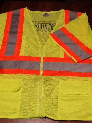 Four pocket, class 3 zippered hi vis mesh vest new. safety . ( logo&#039;d) for sale