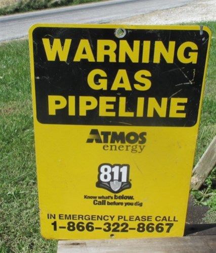 18x12 Warning Gas Pipeline Vintage Atmos Energy Safety Sign Mancave Garage Art c