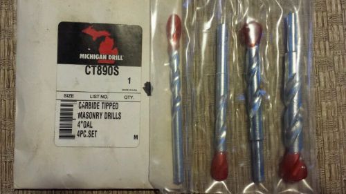 4pc. - 5/16&#034; Carbide Tipped Masonry Drill Set - Made in USA - NEW!!